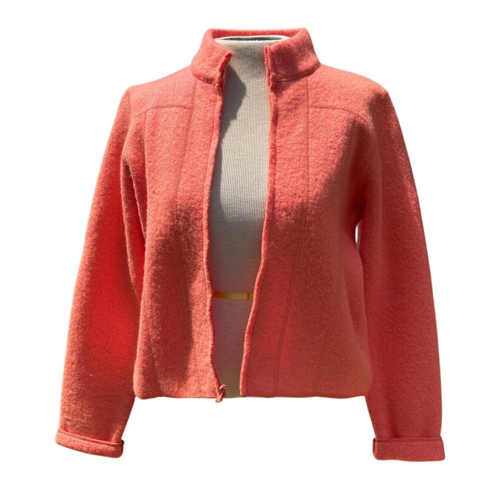 Vtg Women's W by Worth 100% Wool Zip-Up Jacket Coral Pink Sz S Preppy, Luxury